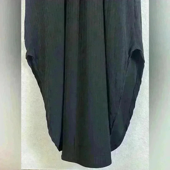 Rolla Coster Black V Neck Crossover Ribbed Tank Dress Side Slit Women's Large - Picture 3 of 8